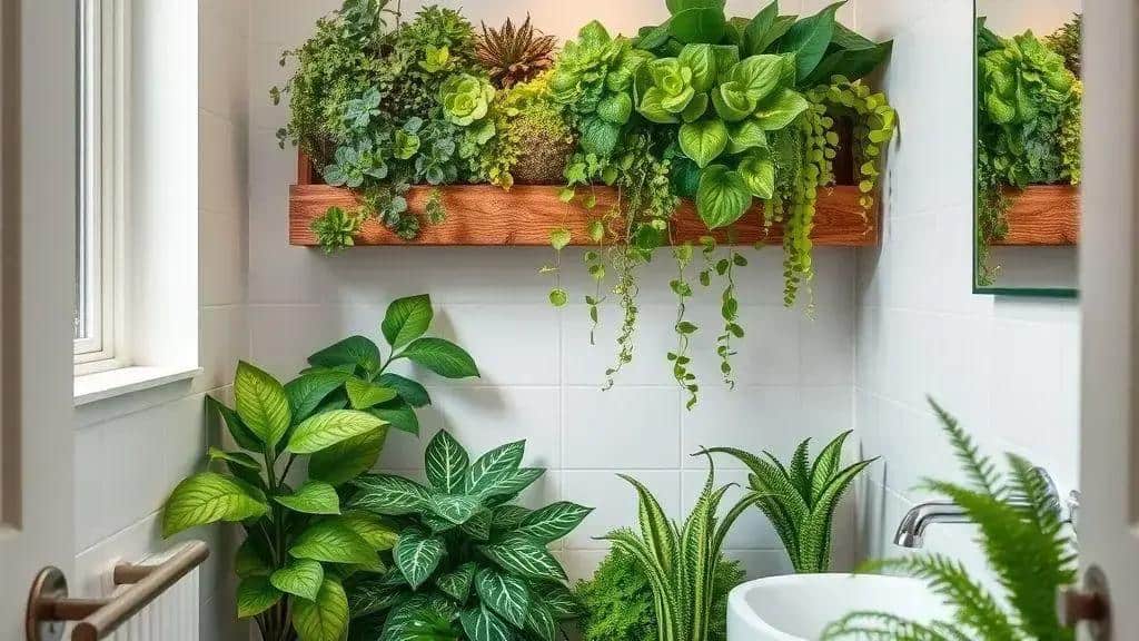 como criar um jardim vertical em banheiros pequenos