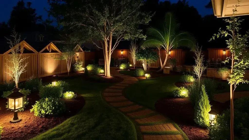 combinação de estilos de iluminação no quintal